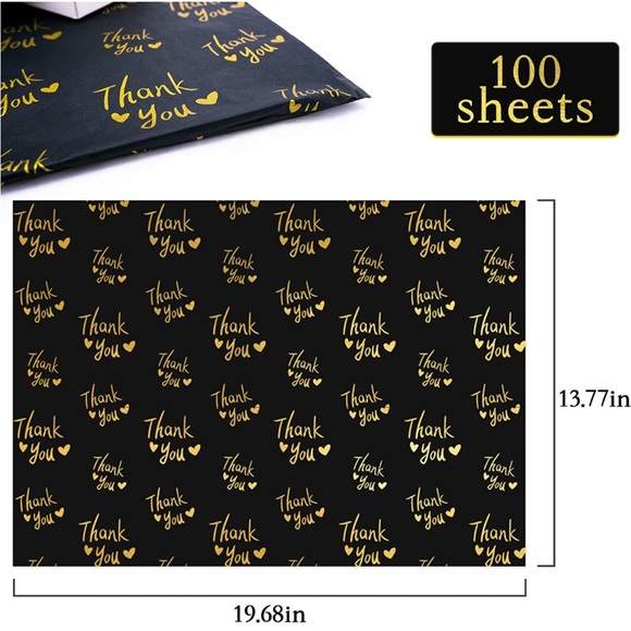 100 Thank You Tissue Paper Sheets, 20x14 PRICE IS FIRM - Picture 5 of 9